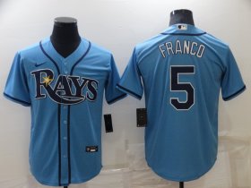 Wholesale Cheap Men\'s Tampa Bay Rays #5 Wander Franco Light Blue Stitched MLB Cool Base Nike Jersey