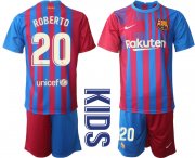 Wholesale Cheap Youth 2021-2022 Club Barcelona home red 20 Nike Soccer Jerseys