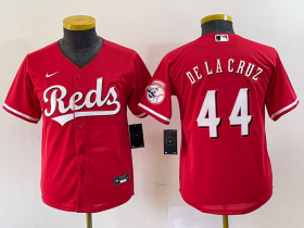 Wholesale Cheap Youth Cincinnati Reds #44 Elly De La Cruz Red Cool Base Stitched Baseball Jersey