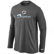 Wholesale Cheap Nike Miami Dolphins Authentic Logo Long Sleeve T-Shirt Dark Grey