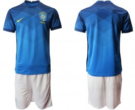 Wholesale Cheap Men 2020-2021 Season National team Brazil away blue Soccer Jersey