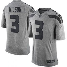 Wholesale Cheap Nike Seahawks #3 Russell Wilson Gray Men\'s Stitched NFL Limited Gridiron Gray Jersey