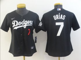 Wholesale Cheap Women\'s Los Angeles Dodgers #7 Julio Urias Black Stitched MLB Jersey(Run Small)