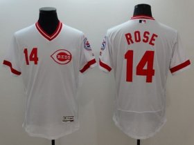 Wholesale Cheap Reds #14 Pete Rose White Flexbase Authentic Collection Cooperstown Stitched MLB Jersey
