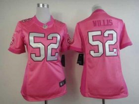 Wholesale Cheap Nike 49ers #52 Patrick Willis Pink Women\'s Be Luv\'d Stitched NFL Elite Jersey