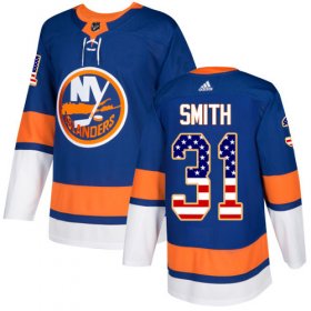 Wholesale Cheap Adidas Islanders #31 Billy Smith Royal Blue Home Authentic USA Flag Stitched NHL Jersey