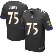 Wholesale Cheap Nike Ravens #75 Jonathan Ogden Black Alternate Men's Stitched NFL New Elite Jersey