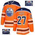 Wholesale Cheap Adidas Oilers #27 Milan Lucic Orange Home Authentic Fashion Gold Stitched NHL Jersey