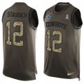 Wholesale Cheap Nike Cowboys #12 Roger Staubach Green Men's Stitched NFL Limited Salute To Service Tank Top Jersey