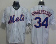 Wholesale Cheap Mets #34 Noah Syndergaard White(Blue Strip) New Cool Base Stitched MLB Jersey