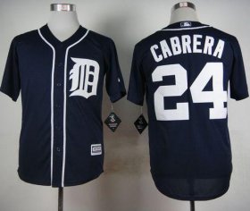 Wholesale Cheap Tigers #24 Miguel Cabrera Navy Blue Cool Base Stitched MLB Jersey