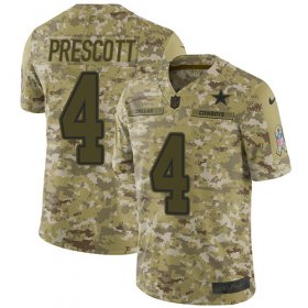 Wholesale Cheap Nike Cowboys #4 Dak Prescott Camo Men\'s Stitched NFL Limited 2018 Salute To Service Jersey