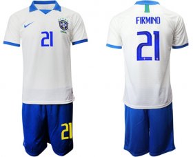 Wholesale Cheap Brazil #21 Firmino White Soccer Country Jersey