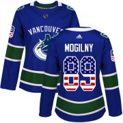 Wholesale Cheap Adidas Canucks #89 Alexander Mogilny Blue Home Authentic USA Flag Women's Stitched NHL Jersey