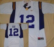 Wholesale Cheap LSU Tigers #12 Jarrett Lee White Fighting Jersey