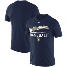 Wholesale Cheap Milwaukee Brewers Nike Practice Performance T-Shirt Navy