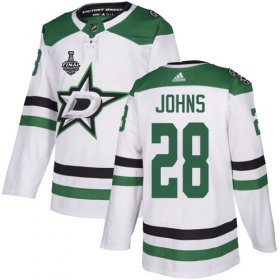 Wholesale Cheap Adidas Stars #28 Stephen Johns White Road Authentic 2020 Stanley Cup Final Stitched NHL Jersey