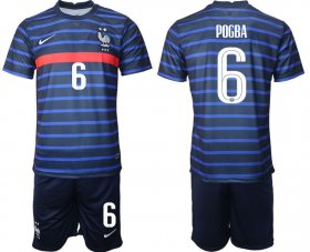 Wholesale Cheap Men 2020-2021 European Cup France home blue 6 Soccer Jersey