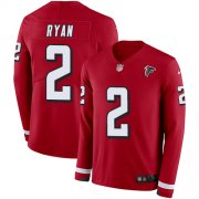 Wholesale Cheap Nike Falcons #2 Matt Ryan Red Team Color Men's Stitched NFL Limited Therma Long Sleeve Jersey
