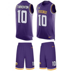 Wholesale Cheap Nike Vikings #10 Fran Tarkenton Purple Team Color Men\'s Stitched NFL Limited Tank Top Suit Jersey