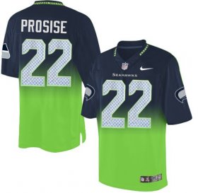 Wholesale Cheap Nike Seahawks #22 C. J. Prosise Steel Blue/Green Men\'s Stitched NFL Elite Fadeaway Fashion Jersey