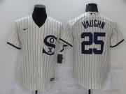 Wholesale Cheap Men's Chicago White Sox #25 Andrew Vaughn 2021 Cream Navy Field of Dreams Name Flex Base Stitched Jersey