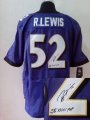 Wholesale Cheap Nike Ravens #52 Ray Lewis Purple Team Color Men's Stitched NFL Elite Autographed Jersey