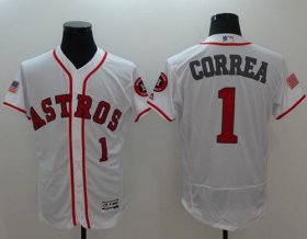 Wholesale Cheap Astros #1 Carlos Correa White Fashion Stars & Stripes Flexbase Authentic Stitched MLB Jersey