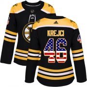 Wholesale Cheap Adidas Bruins #46 David Krejci Black Home Authentic USA Flag Women's Stitched NHL Jersey