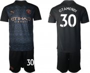 Wholesale Cheap Men 2020-2021 club Manchester City away 30 black Soccer Jerseys