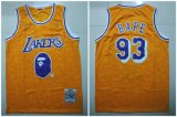 Wholesale Cheap Lakers 93 Bape Yellow 1996-97 Hardwood Classics Jersey