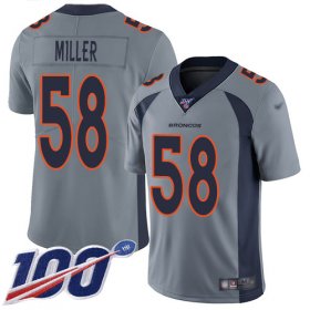Wholesale Cheap Nike Broncos #58 Von Miller Gray Men\'s Stitched NFL Limited Inverted Legend 100th Season Jersey
