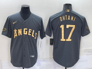 Wholesale Men's Los Angeles Angels #17 Shohei Ohtani Grey 2022 All Star Stitched Cool Base Nike Jersey