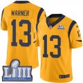 Wholesale Cheap Nike Rams #13 Kurt Warner Gold Super Bowl LIII Bound Men's Stitched NFL Limited Rush Jersey