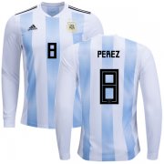 Wholesale Cheap Argentina #8 Perez Home Long Sleeves Kid Soccer Country Jersey