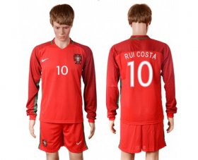 Wholesale Cheap Portugal #10 Rui Costa Home Long Sleeves Soccer Country Jersey