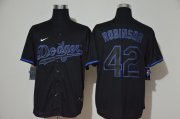 Wholesale Cheap Men's Los Angeles Dodgers #42 Jackie Robinson Lights Out Black Fashion Stitched MLB Cool Base Nike Jersey