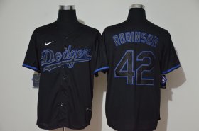 Wholesale Cheap Men\'s Los Angeles Dodgers #42 Jackie Robinson Lights Out Black Fashion Stitched MLB Cool Base Nike Jersey