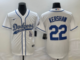 Wholesale Cheap Men's Los Angeles Dodgers #22 Clayton Kershaw White Cool Base Stitched Baseball Jersey