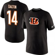 Wholesale Cheap Nike Cincinnati Bengals #14 Andy Dalton Name & Number NFL T-Shirt Black
