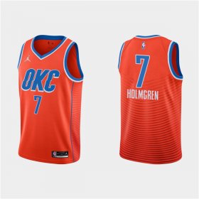 Wholesale Cheap Men\'s Oklahoma City Thunder #7 Chet Holmgren Orange Stitched Basketball Jersey