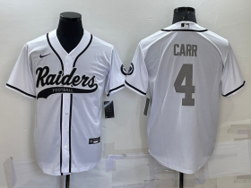 Wholesale Men\'s Las Vegas Raiders #4 Derek Carr White Grey Stitched MLB Cool Base Nike Baseball Jersey