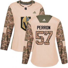 Wholesale Cheap Adidas Golden Knights #57 David Perron Camo Authentic 2017 Veterans Day Women\'s Stitched NHL Jersey