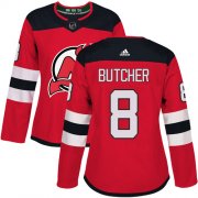 Wholesale Cheap Adidas Devils #8 Will Butcher Red Home Authentic Women's Stitched NHL Jersey