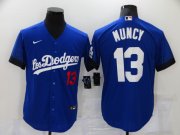 Wholesale Cheap Men's Los Angeles Dodgers #13 Max Muncy Blue 2021 City Connect Number Cool Base Stitched Jersey