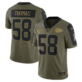 Wholesale Cheap Men\'s Kansas City Chiefs #58 Derrick Thomas Nike Olive 2021 Salute To Service Retired Player Limited Jersey