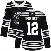 Wholesale Cheap Adidas Blackhawks #12 Alex DeBrincat Black Authentic 2019 Winter Classic Women's Stitched NHL Jersey