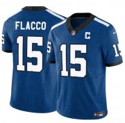 Cheap Men's Indianapolis Colts #15 Joe Flacco Blue 2024 F.U.S.E. Throwback Vapor Limited Football Stitched Jersey