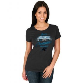 Wholesale Cheap Women\'s Carolina Panthers Majestic Black 2015 NFC South Division Champions T-Shirt