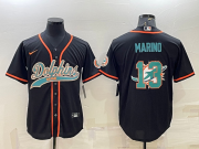 Wholesale Cheap Men's Miami Dolphins #13 Dan Marino Black Team Big Logo With Patch Cool Base Stitched Baseball Jersey